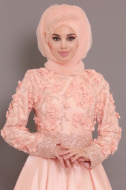 Saumonc - Tesettürlü Abiye Elbise - Robes de Soirée Hijab 47030SMN - Thumbnail
