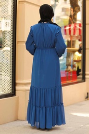 Sax Blue Hijab Dress 2409SX - Thumbnail