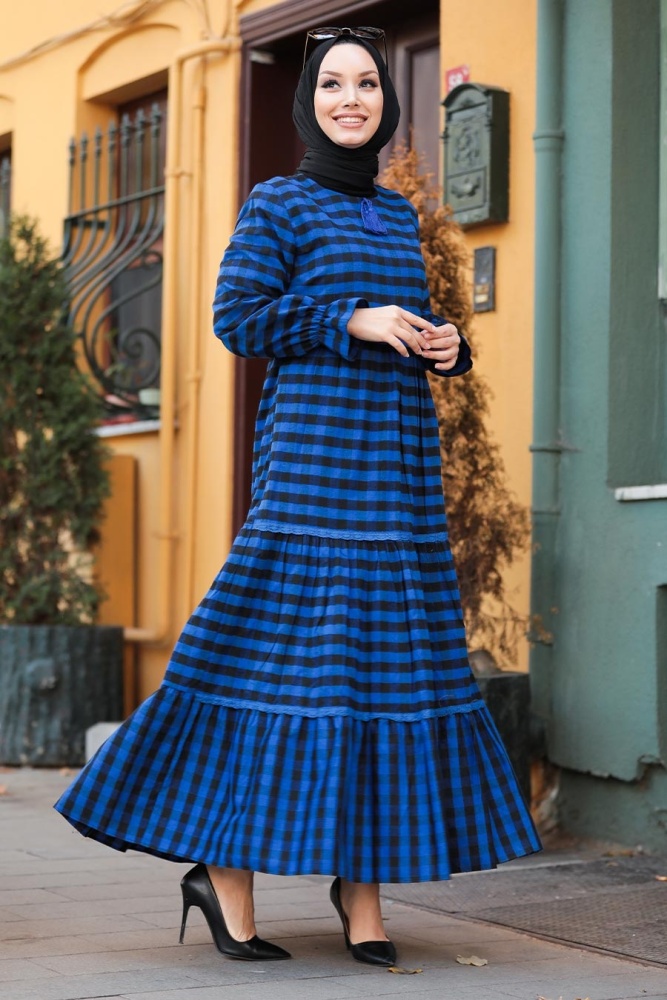 Sax Blue Hijab Dress 4326SX - 1
