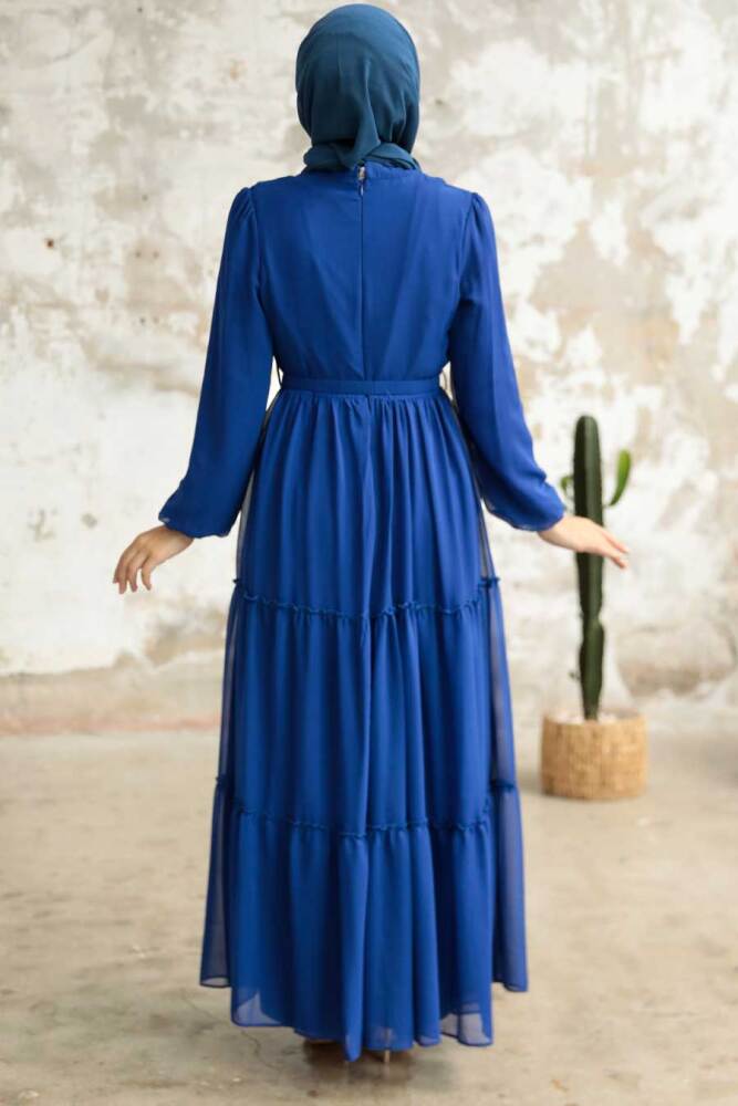 Sax Blue Hijab Dress 57250SX - 3