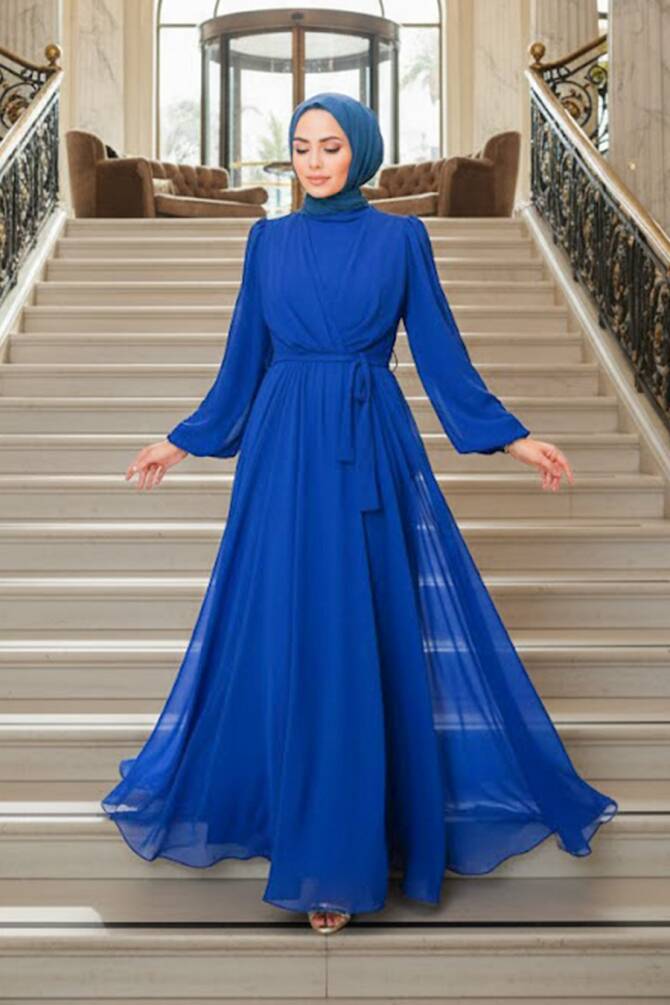 Sax Blue Hijab Dress 5796SX - 1