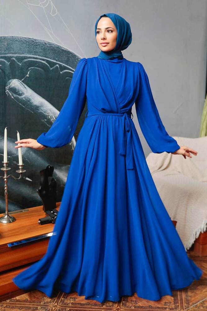 Sax Blue Hijab Dress 5796SX - 2