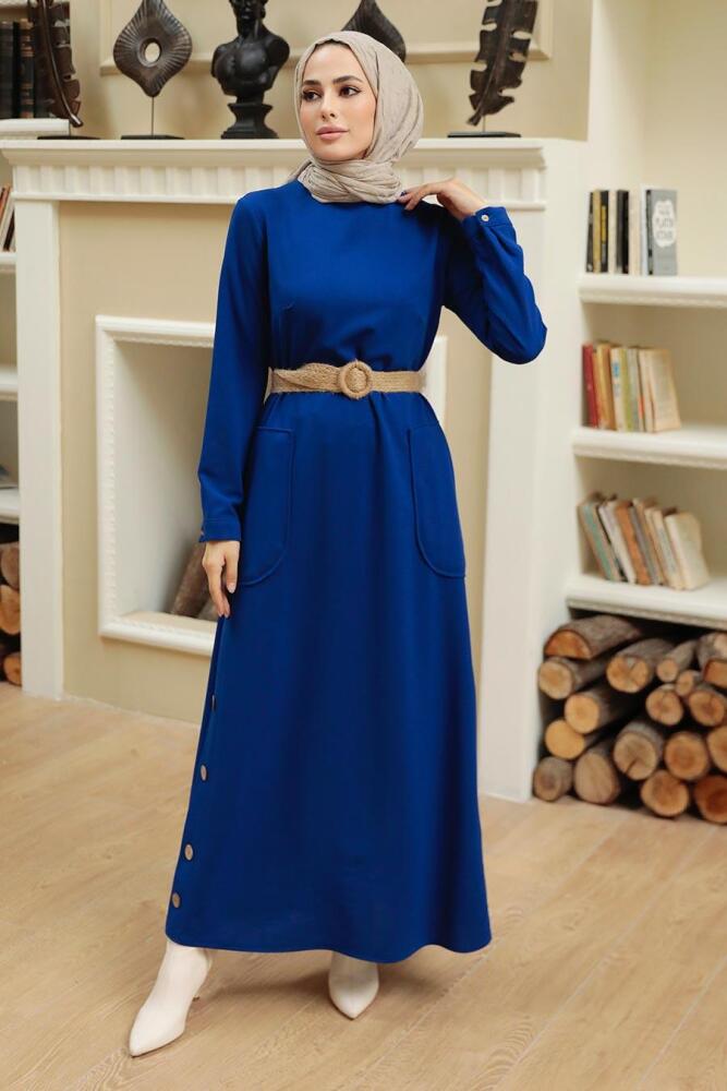 Sax Blue Hijab Dress 5804SX - 1