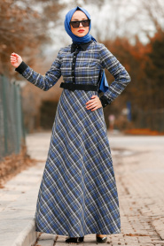 Sax Blue Hijab Dress 8369SX - Thumbnail