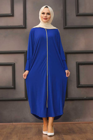 Sax Blue Hijab Turkish Abaya 1772SX - Thumbnail