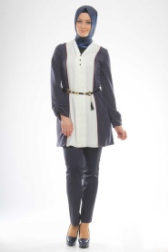 Seden - Belted Navy Blue Tunic - Thumbnail