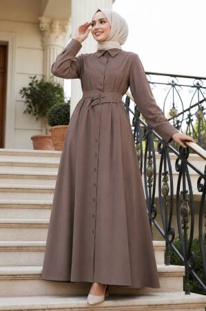 dark beige color dress Shirt Collar Belted Modest 30951KBEJ casual beige dress Reiss Cut-Out Dress in color:sea blue cute dress is the size 6XLT