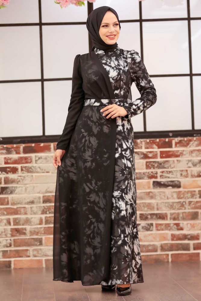 Neva Style - Long Sleeve Silver Modest Islamic Clothing Prom Dress 32431GMS - 3