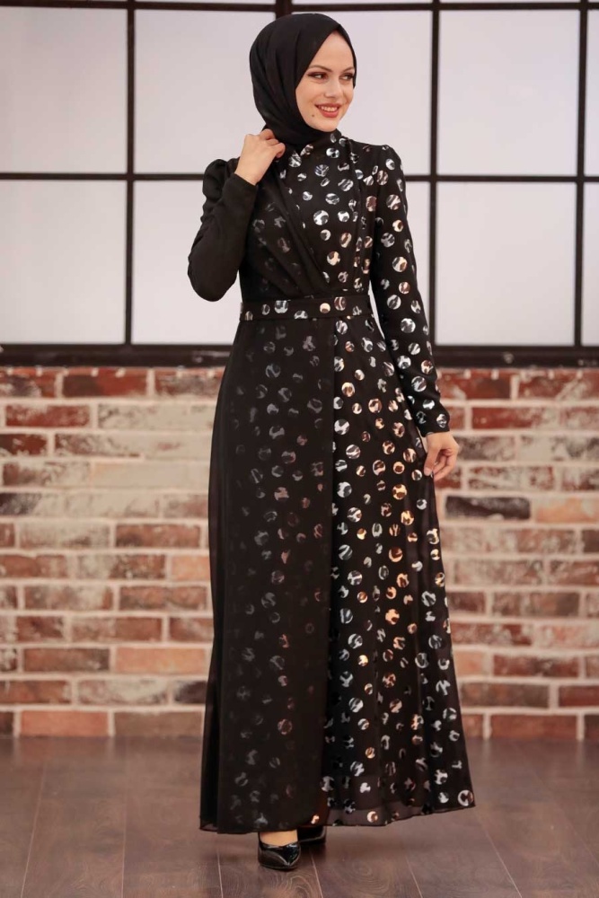 Neva Style - Modern Silver Muslim Bridal Dress 32432GMS - 4