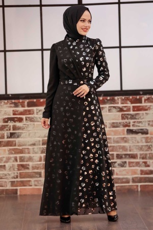 Neva Style - Modern Silver Muslim Bridal Dress 32432GMS - 6