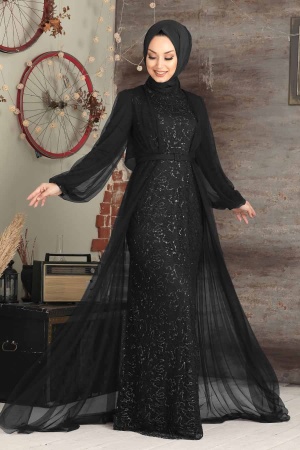 Neva Style - Luxorious Silver Islamic Evening Gown 5383GMS - 1