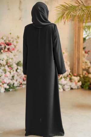 Silver Modest Dubai Abaya 29106GMS - 5