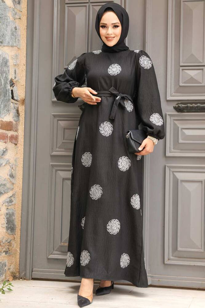 Silver Modest Maxi Dress 30442GMS - 1