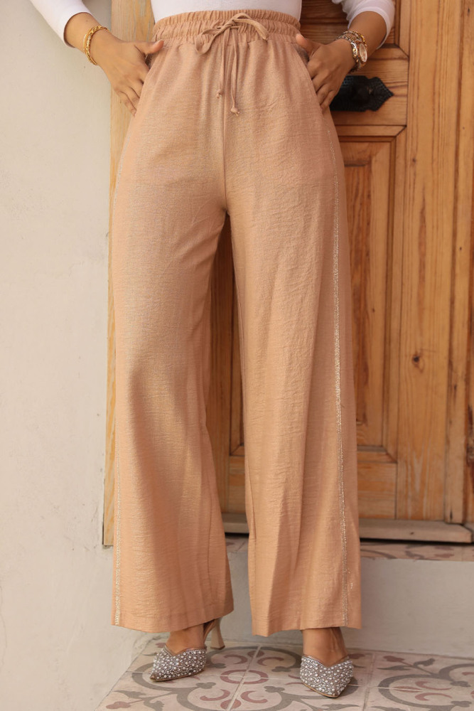 Simli Camel Tesettür Pantolon 18193C - NEVA STYLE