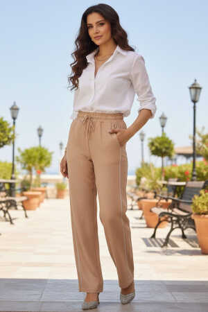 Simli Camel Tesettür Pantolon 18193C - NEVA STYLE