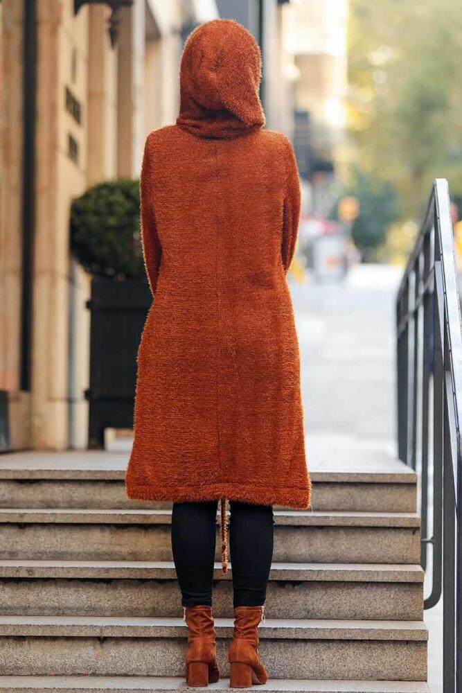 Simli Sakallı Örme Taba Tesettür Tunik 5969TB - 2