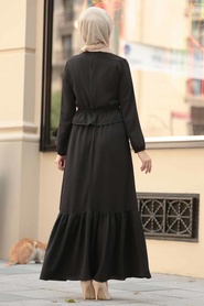 Siyah Tesettür Elbise 50170S - Thumbnail