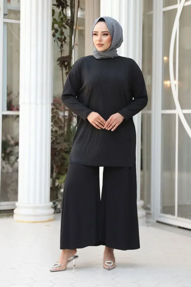 Siyah Tesettür İkili Takım 12941S - 1