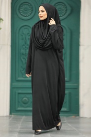 Siyah Tesettür Namaz Elbisesi 18301S - Thumbnail