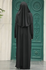 Siyah Tesettür Namaz Elbisesi 18301S - Thumbnail