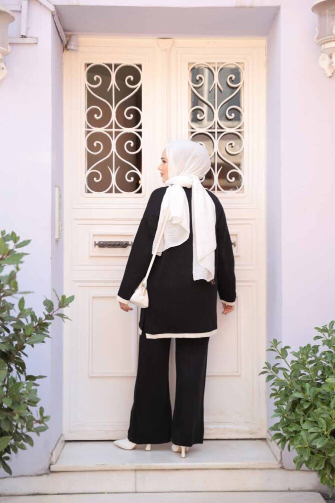 Siyah Tesettür Triko İkili Takım 17204S - 4