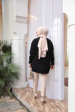 Siyah Tesettür Triko Kazak Tunik 8824S - 3