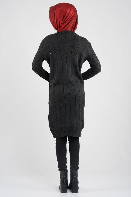 Siyah Triko Tesettür Tunik 3061-01S - 3