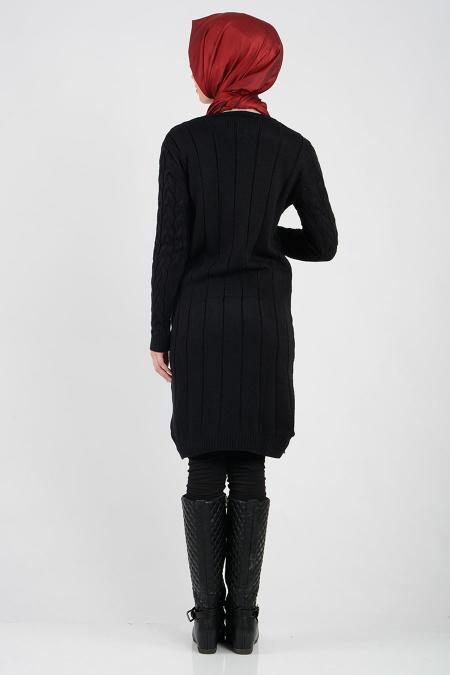 Siyah Triko Tesettür Tunik 3061S - 3