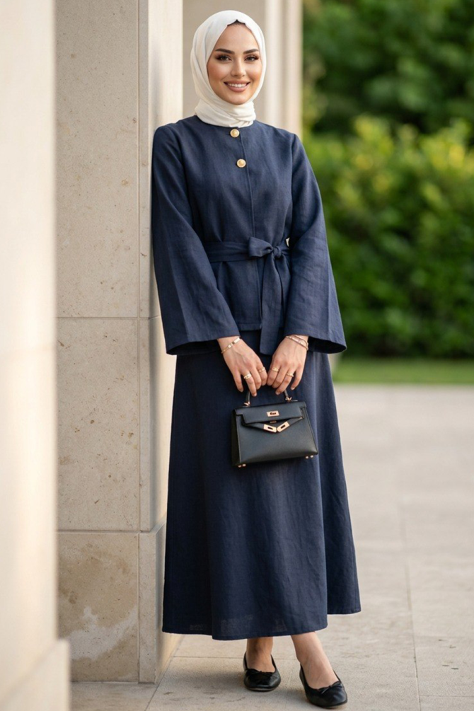 Skirted Anthracite Modest Two-Piece Set 8304ANT - 1