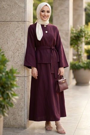 Skirted Koyu Burgundy Modest Two-Piece Set 8304KBR 