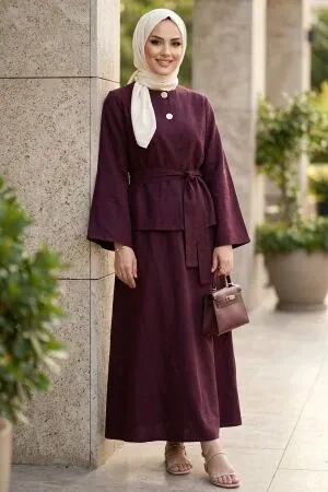 Skirted Koyu Burgundy Modest Two-Piece Set 8304KBR 