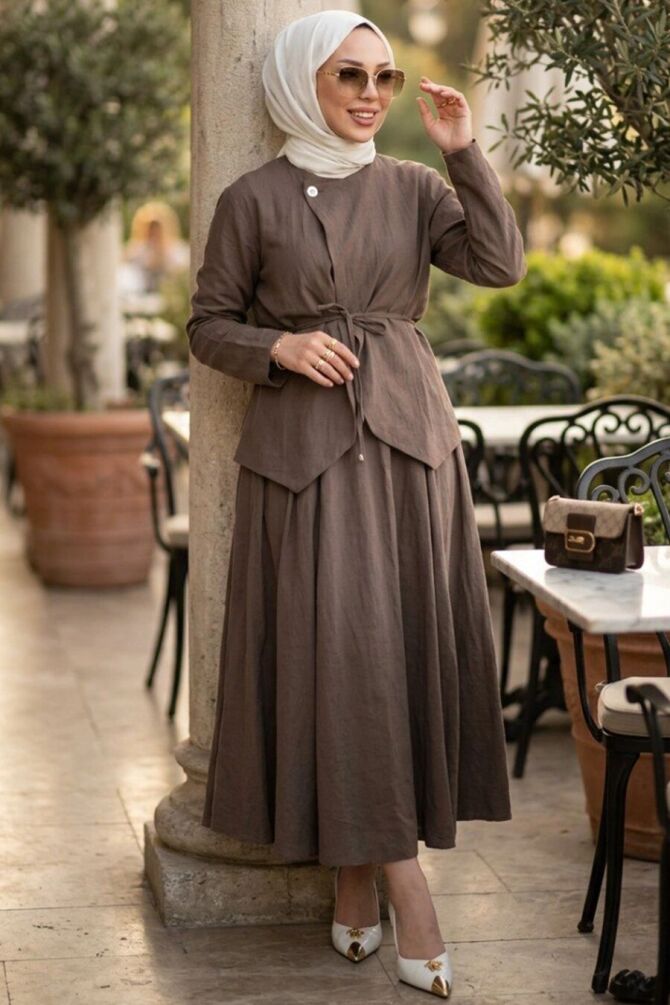 Skirted Mink Modest Two-Piece Set 20025V - 1