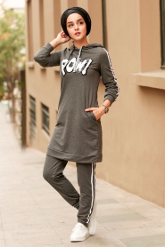 Smoke Color Hijab Casual Suit 2389FU - Thumbnail