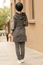 Smoke Color Hijab Casual Suit 2389FU - Thumbnail