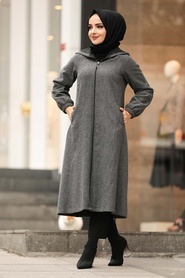 Smoke Color Hijab Coat 40081FU - Thumbnail