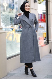 Smoke Color Hijab Coat 5569FU - Thumbnail