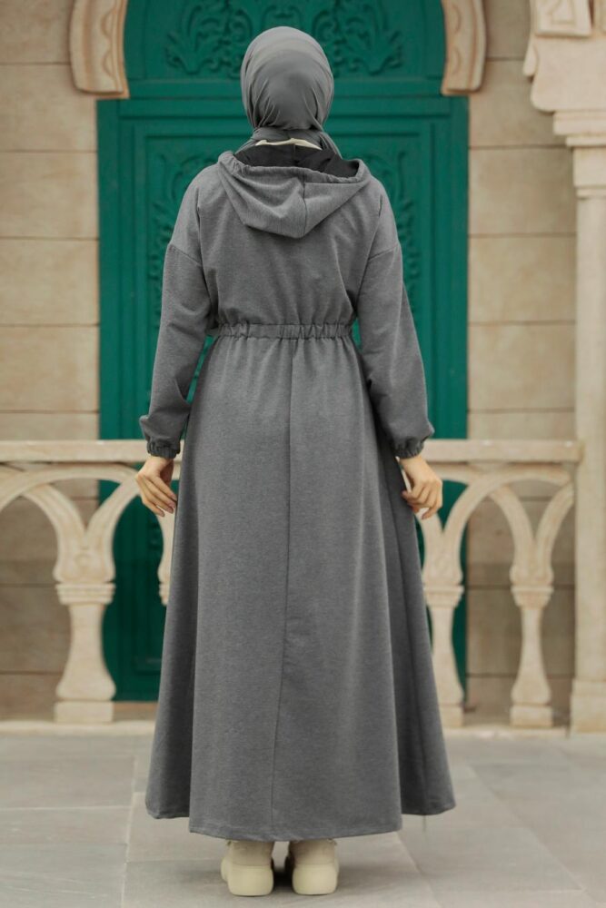 Smoke Color Hijab Dress 1356FU - 3