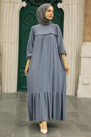 Smoke Color Hijab Dress 7681FU - 1