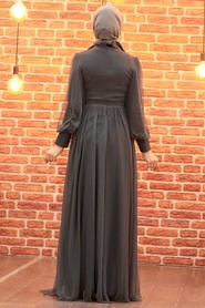 Neva Style - Plus Size Smoke Color Islamic Wedding Gown 5478FU - Thumbnail