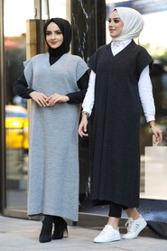Smoke Color Hijab Sweater 10111FU - Thumbnail