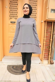 Smoke Color Hijab Tunic 5724FU - Thumbnail