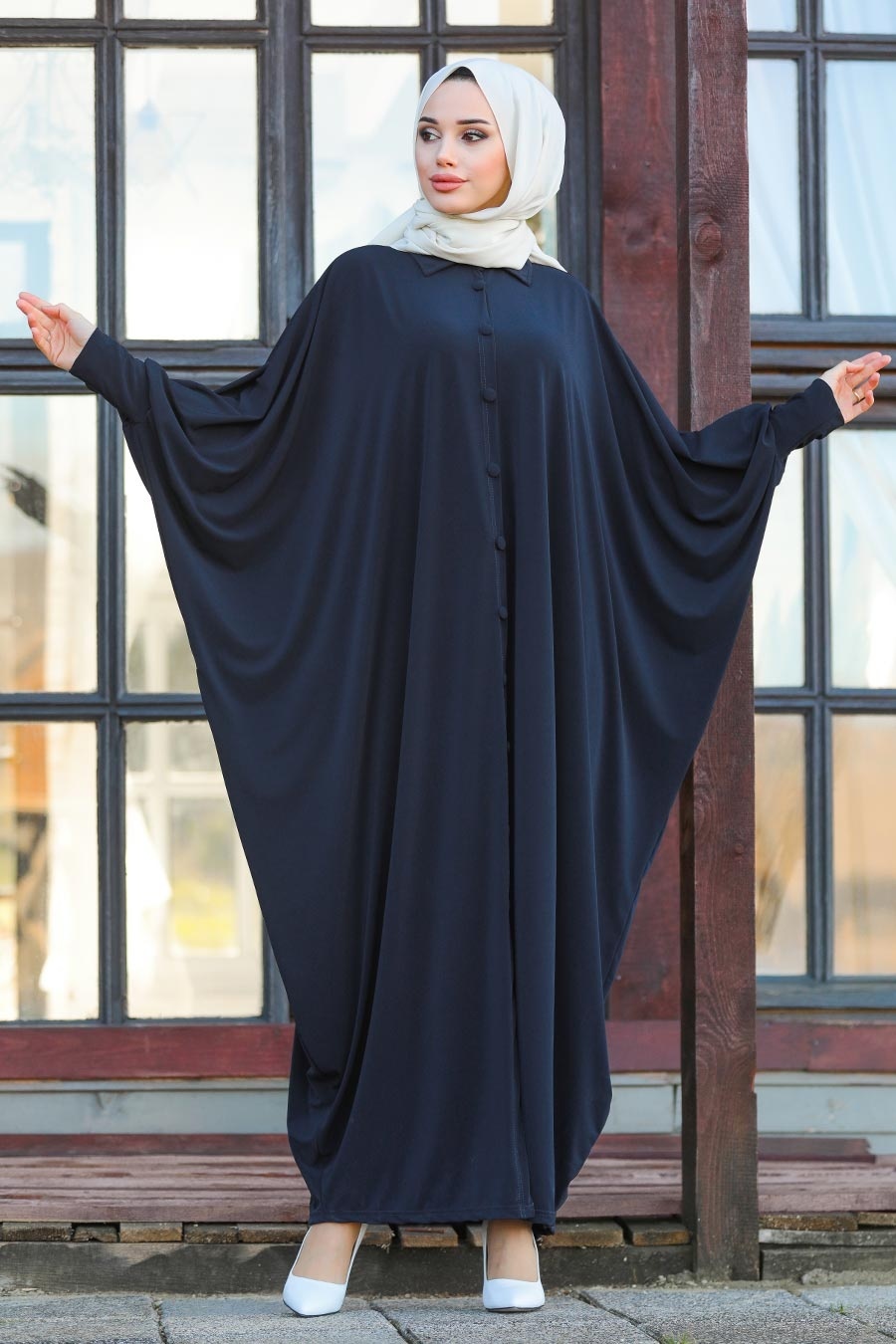 Smoke Color Hijab Turkish Abaya 1723FU