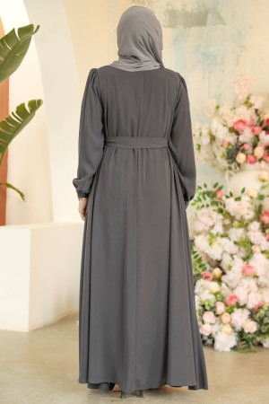Smoke Color Modest Abaya 45277FU - 5