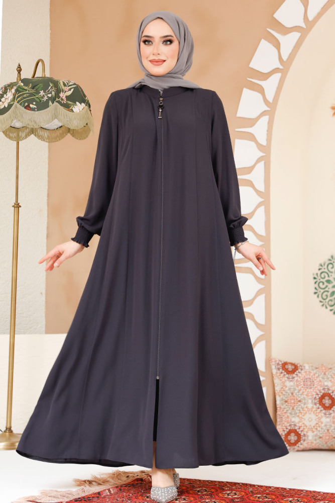 Smoke Color Modest Abaya 45294FU - 1
