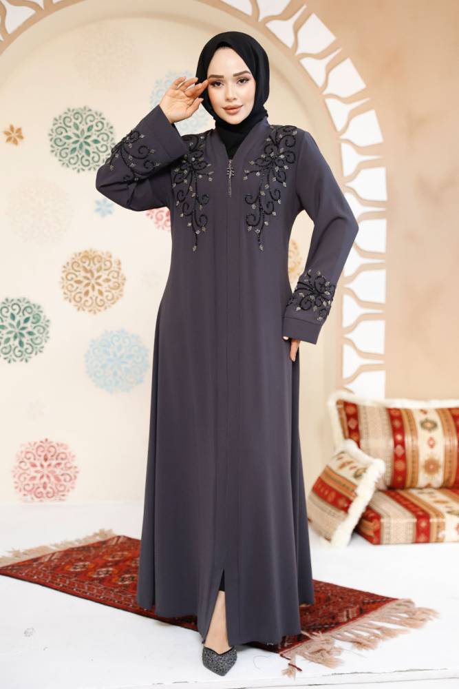 Smoke Color Modest Abaya For Women 29107FU - 1