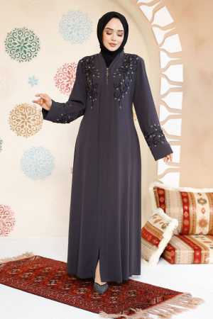 Smoke Color Modest Abaya For Women 29107FU - 2