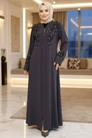 Smoke Color Modest Abaya For Women 29107FU 