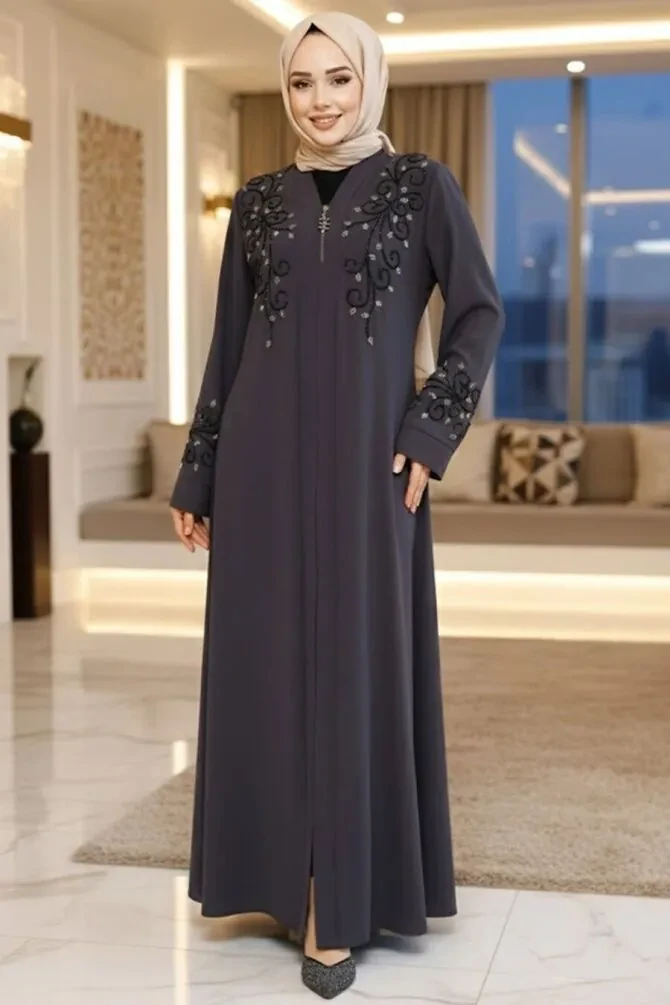Smoke Color Modest Abaya For Women 29107FU - 1