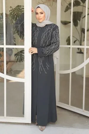 Smoke Color Modest Plus Size Abaya 29102FU 