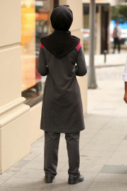 Smoke Colour Hijab Suit 8196FU - Thumbnail
